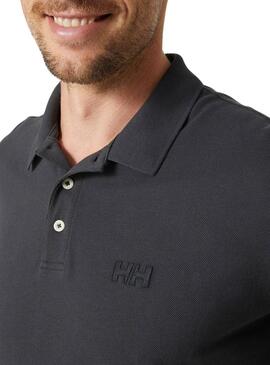 Camisa de polo preta antracite da Helly Hansen Malcesine para homem.