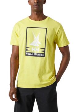 Camiseta Helly Hansen Shoreline verde lima para homem.