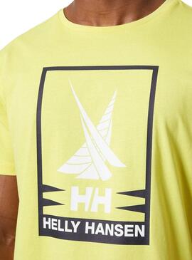 Camiseta Helly Hansen Shoreline verde lima para homem.