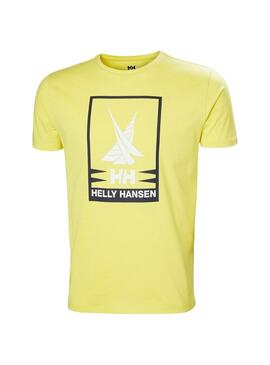 Camiseta Helly Hansen Shoreline verde lima para homem.