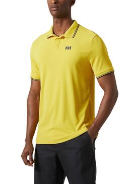 Camisa polo amarela Helly Hansen Kos UPF 50 para homem.