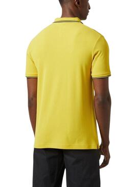 Camisa polo amarela Helly Hansen Kos UPF 50 para homem.