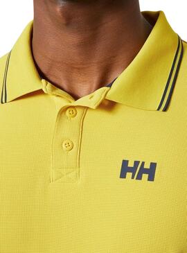 Camisa polo amarela Helly Hansen Kos UPF 50 para homem.