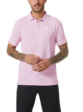 Camisa Polo Helly Hansen Kos UPF 50 rosa para homem.