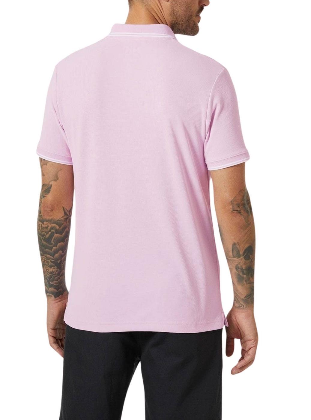 Camisa Polo Helly Hansen Kos UPF 50 rosa para homem.