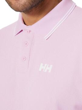 Camisa Polo Helly Hansen Kos UPF 50 rosa para homem.