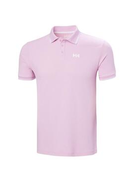 Camisa Polo Helly Hansen Kos UPF 50 rosa para homem.