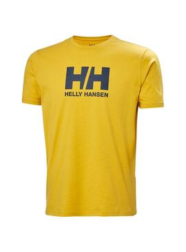 Camiseta Helly Hansen com logo amarelo para homem.