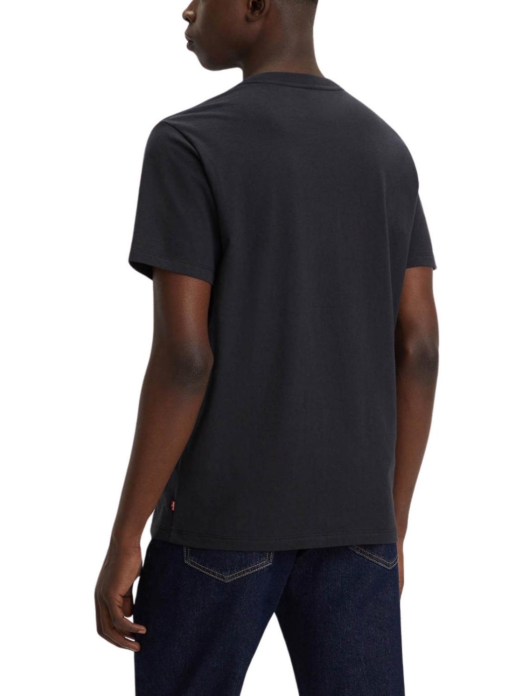 Camiseta Levis Batwing preta para homem.