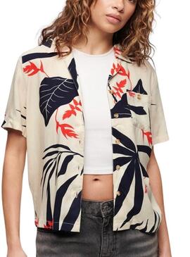 Camisa Superdry Beach Resort Bege para Mulher.