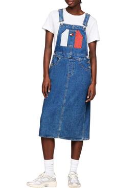 Vestido Tommy Jeans Dungaree denim para mulher