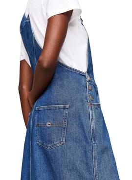 Vestido Tommy Jeans Dungaree denim para mulher