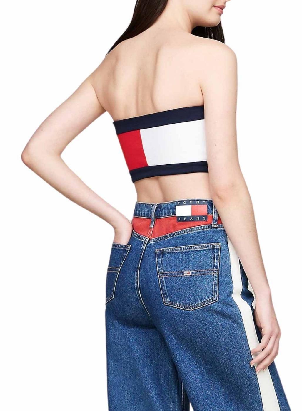 Top Tommy Jeans Tube colorblock para mulher