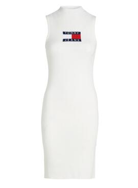 Vestido Tommy Jeans Center Flag branco para mulher