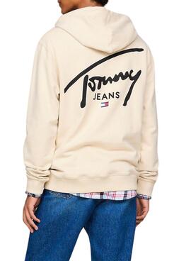 Moletom Tommy Jeans Entry Graphic bege para homem.