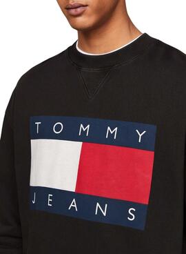 Moletom Tommy Jeans Big Flag preto para homem