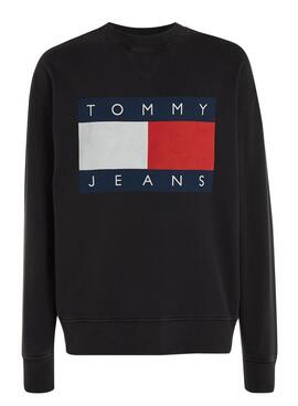 Moletom Tommy Jeans Big Flag preto para homem