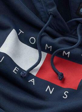 Moletom Tommy Jeans Reg Flag azul marinho para homem.