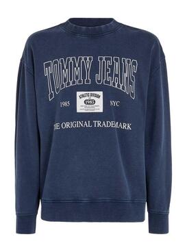 Moletom Tommy Jeans Relaxed Archive azul para homem.