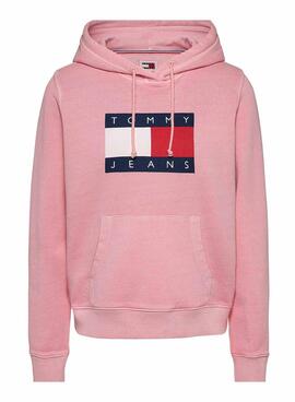 Moletom Tommy Jeans Reg Flag rosa para mulher