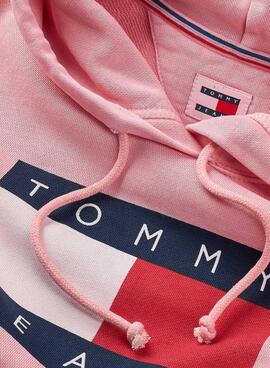 Moletom Tommy Jeans Reg Flag rosa para mulher