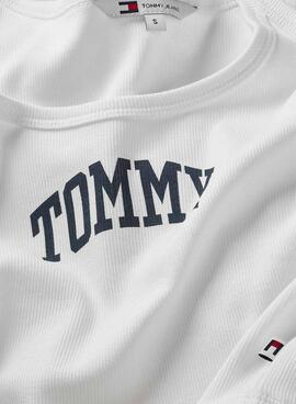 Top Tommy Jeans Varsity branco para mulheres