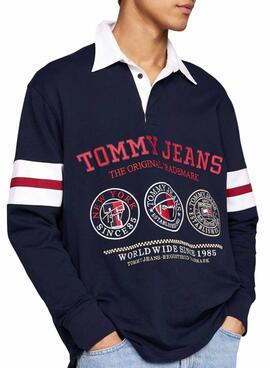 Polo Tommy Jeans Varsity azul marinho para homem