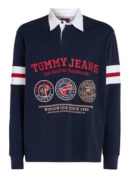 Polo Tommy Jeans Varsity azul marinho para homem