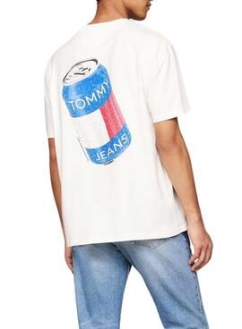 Camisa Tommy Jeans Fun Novelty branca para homem.