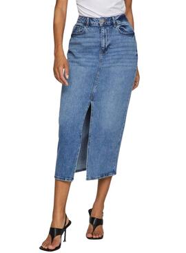 Saia Vila Vijaf midi denim para mulher.