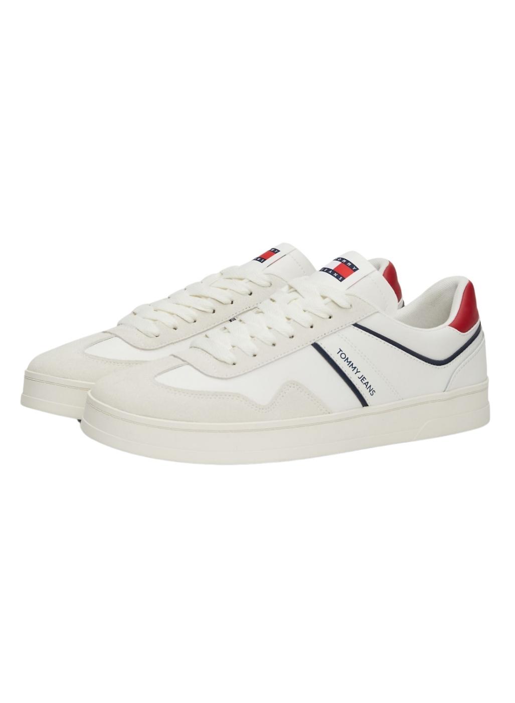 Tênis Tommy Jeans Cupsole branco para homem.