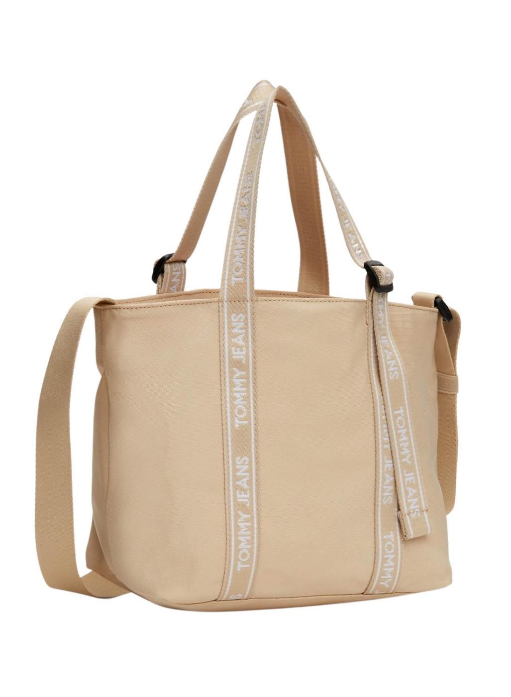 Bolsa Tommy Jeans Essential Daily Mini Tote em bege para mulher.