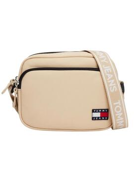 Bolsa Tommy Jeans Essential Daily Crossover bege para mulher.