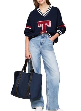 Bolsa Tommy Jeans Essential Daily Tote marinho para mulher.