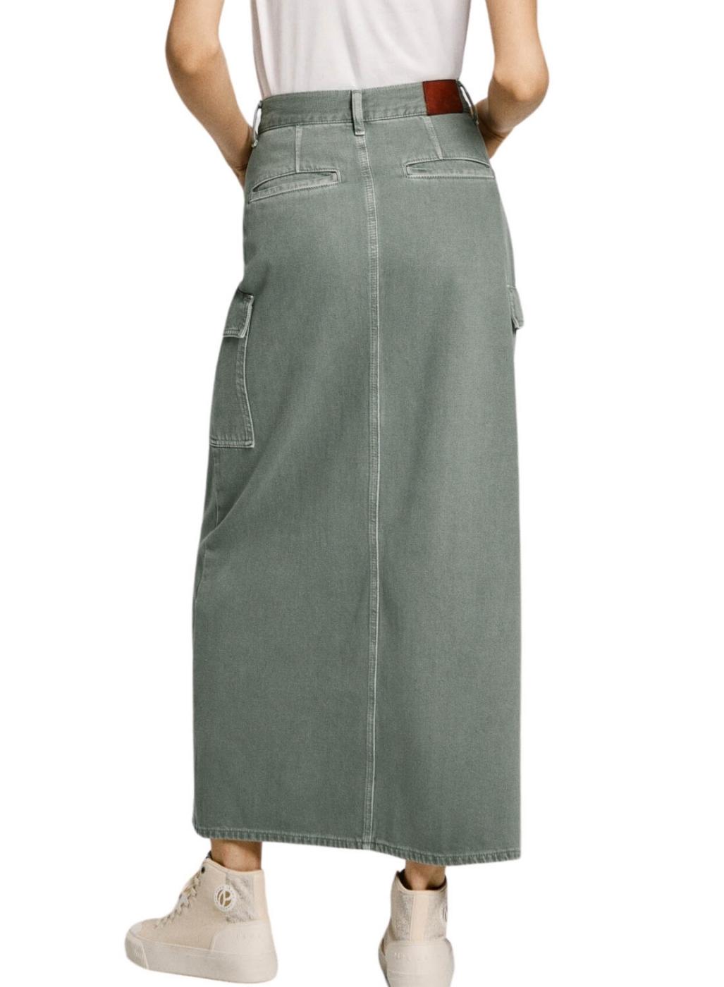 Saia Maxi Pepe Jeans verde para mulher.