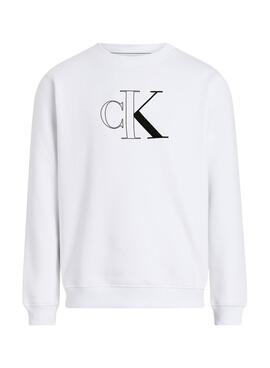 Moletom Calvin Klein Jeans Outline Monograma branco para homem.