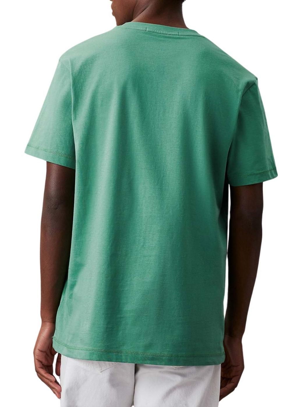 Camiseta Calvin Klein Jeans Monologo verde para homem.