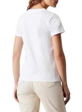 Camiseta Calvin Klein Jeans branca monograma slim para mulher.