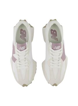 Sapatilhas New Balance 327 branco e rosa para mulher.