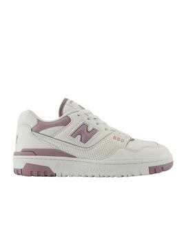 Sapatilhas New Balance branca e rosa 550 para mulher.