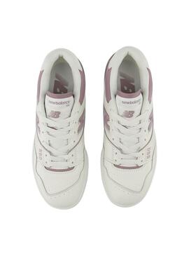 Sapatilhas New Balance branca e rosa 550 para mulher.