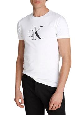 Camiseta Calvin Klein Outline branca para homem.