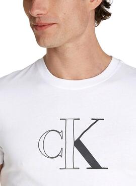 Camiseta Calvin Klein Outline branca para homem.