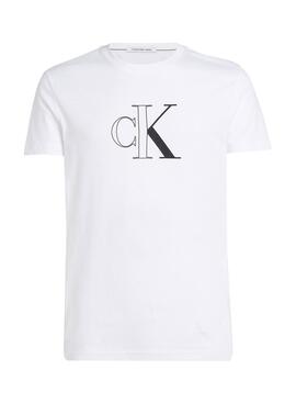 Camiseta Calvin Klein Outline branca para homem.