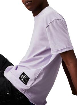 Camiseta Calvin Klein Turn Up roxa para homens