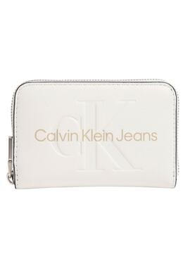 Carteira Calvin Klein Zip Around bege para mulher