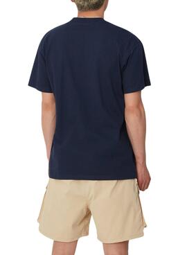 Camiseta Carhartt American Script azul marinho para homem.