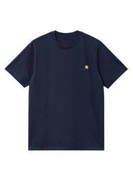 Camiseta Carhartt American Script azul marinho para homem.