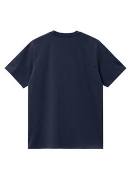 Camiseta Carhartt American Script azul marinho para homem.