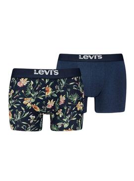 Caixa Boxer Levis Flower azul para homem